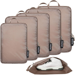 BAGAIL 4 Set/6 Set Ultralight Compression Packing Cubes Packing Organizer for Travel Accessories Luggage Suitcase Backpack(70D FullMesh 6Set Black) Bagail STORAGE_BAG Brown / 70d-nylon