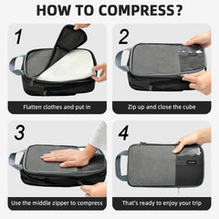 BAGAIL 4 Set Compression Packing Cubes for Travel, Compressible Packing Organizers Travel Accessories for Luggage Suitcase(4 Set, Grey) BAGAIL STORAGE_BAG