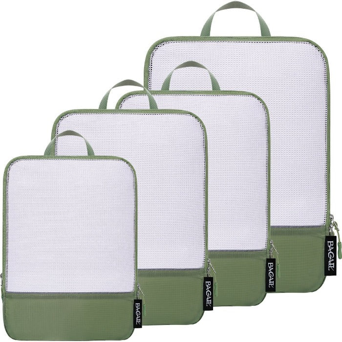 BAGAIL 4 Set Ultralight Compression Packing Cubes Packing Organizer with Laundry Bag for Travel Accessories Luggage Suitcase Backpack(70D,Black Mesh) Bagail