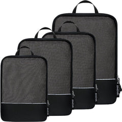 BAGAIL 4 Set Ultralight Compression Packing Cubes Packing Organizer with Laundry Bag for Travel Accessories Luggage Suitcase Backpack(70D,Black Mesh) Bagail