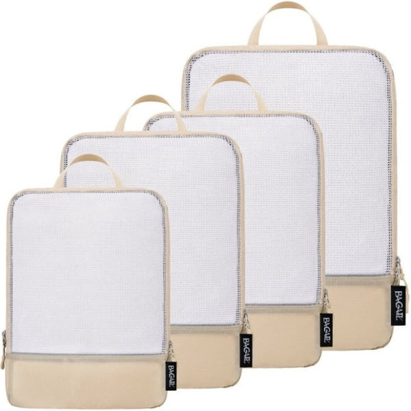BAGAIL 4 Set Ultralight Compression Packing Cubes Packing Organizer with Laundry Bag for Travel Accessories Luggage Suitcase Backpack(70D,Black Mesh) Bagail