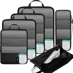 BAGAIL 5 Set/6 Set Ultralight Compression Packing Cubes Travel Accessories Expandable Packing Organizers(Black 6Set Half Mesh) BAGAIL STORAGE_BAG