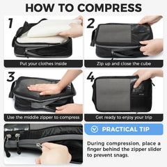 BAGAIL 5 Set/6 Set Ultralight Compression Packing Cubes Travel Accessories Expandable Packing Organizers(Black 6Set Half Mesh) BAGAIL STORAGE_BAG