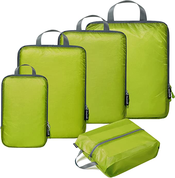 LeanTravel Compression Packing Cubes Luggage Organizers (6) Set Grey :  : Fashion