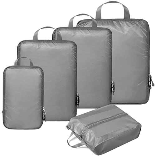 Compression Packing Cubes for Travel Premium Ultralight Waterproof - Bag  Factor Luggage Organizer Set (Light Grey)