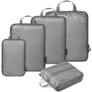 BAGAIL 5 Set Compression Packing Cubes Ultralight 40D Nylon Travel Expandable Packing Organizers Bagail Grey