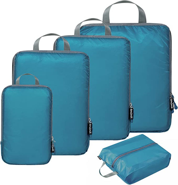 40D Ultralight Compression Nylon Packing Cubes Travel Accessories(5Set ) -  Teal