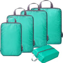 BAGAIL 5 Set Compression Packing Cubes Ultralight 40D Nylon Travel Expandable Packing Organizers Bagail Turquoise