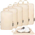 BAGAIL 6 Set 70D Ultralight Compression Packing Cubes Packing Organizer with Shoe Bag for Travel Accessories Luggage Suitcase Backpack Bagail STORAGE_BAG Beige