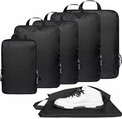 BAGAIL 6 Set 70D Ultralight Compression Packing Cubes Packing Organizer with Shoe Bag for Travel Accessories Luggage Suitcase Backpack Bagail STORAGE_BAG Black