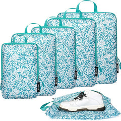 BAGAIL 6 Set 70D Ultralight Compression Packing Cubes Packing Organizer with Shoe Bag for Travel Accessories Luggage Suitcase Backpack Bagail STORAGE_BAG Leaf