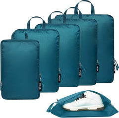 BAGAIL 6 Set 70D Ultralight Compression Packing Cubes Packing Organizer with Shoe Bag for Travel Accessories Luggage Suitcase Backpack Bagail STORAGE_BAG Teal