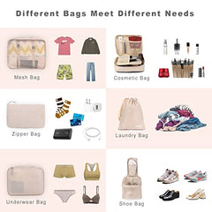 BAGAIL 6 Set Packing Cubes Luggage Packing Organizers for Travel Accessories (Beige) BAGAIL STORAGE_BAG