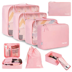 BAGAIL 6 Set Packing Cubes Luggage Packing Organizers for Travel Accessories (Beige) BAGAIL STORAGE_BAG Blush Pink / 8 Set