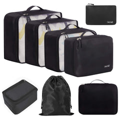 BAGAIL 6 Set Packing Cubes Luggage Packing Organizers for Travel Accessories (Beige) BAGAIL STORAGE_BAG Jet Black / 8 Set