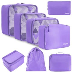BAGAIL 6 Set Packing Cubes Luggage Packing Organizers for Travel Accessories (Beige) BAGAIL STORAGE_BAG Light Purple / 8 Set