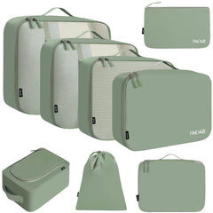 BAGAIL 6 Set Packing Cubes Luggage Packing Organizers for Travel Accessories (Beige) BAGAIL STORAGE_BAG Matcha Green / 8 Set