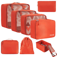 BAGAIL 6 Set Packing Cubes Luggage Packing Organizers for Travel Accessories (Beige) BAGAIL STORAGE_BAG Orange / 8 Set