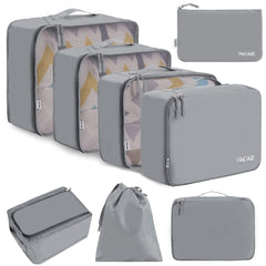 BAGAIL 6 Set Packing Cubes Luggage Packing Organizers for Travel Accessories (Beige) BAGAIL STORAGE_BAG Pewter Color / 8 Set