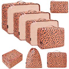 BAGAIL 6 Set Packing Cubes Luggage Packing Organizers for Travel Accessories (Beige) BAGAIL STORAGE_BAG Pink Leopard / 8 Set