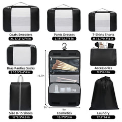BAGAIL 6 Set Packing Cubes Various Sizes Packing Organizer for Travel Accessories Luggage Carry On Suitcase-Beige BAGAIL STORAGE_BAG