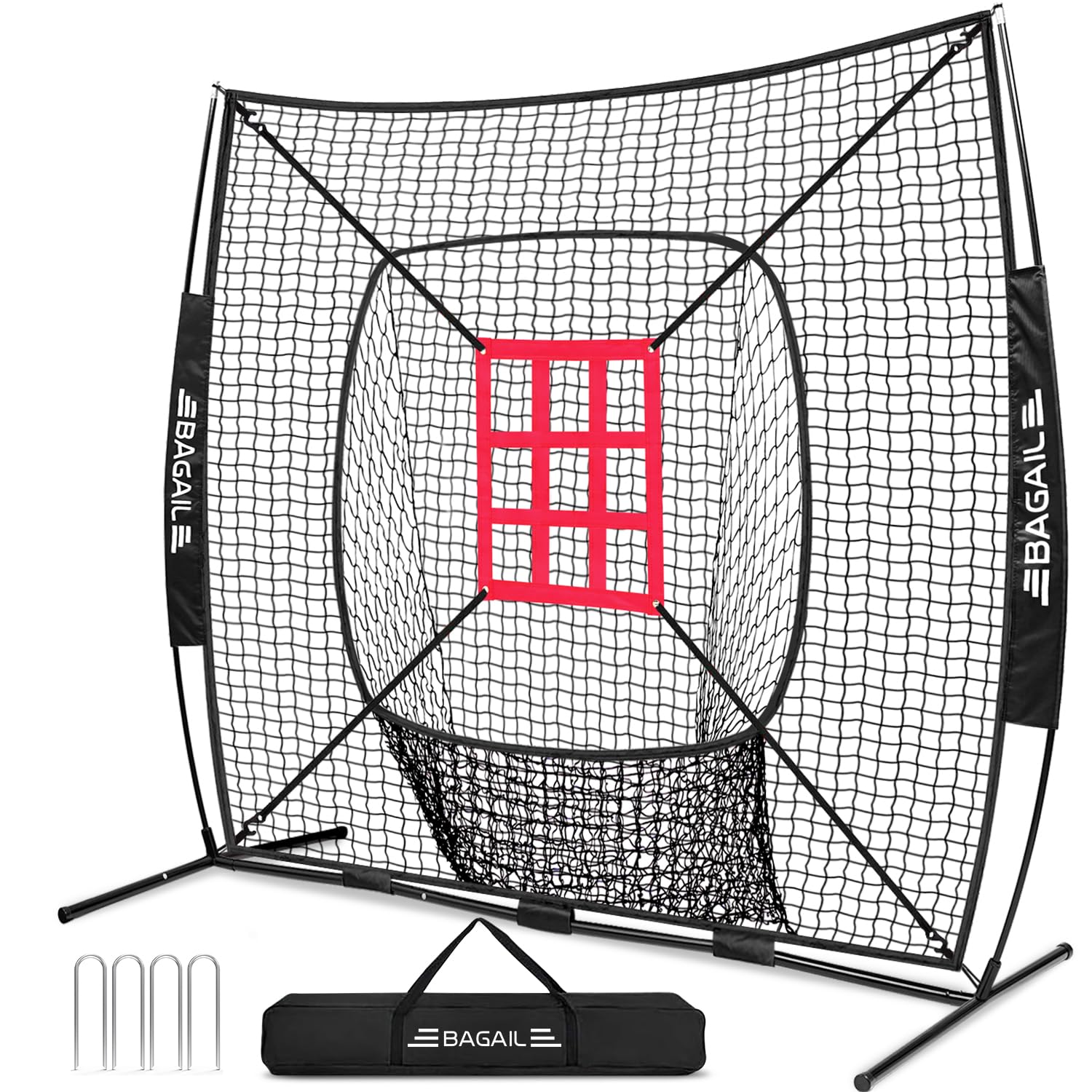 BAGAIL 7x7 ft Baseball & Softball Practice Net with Bow