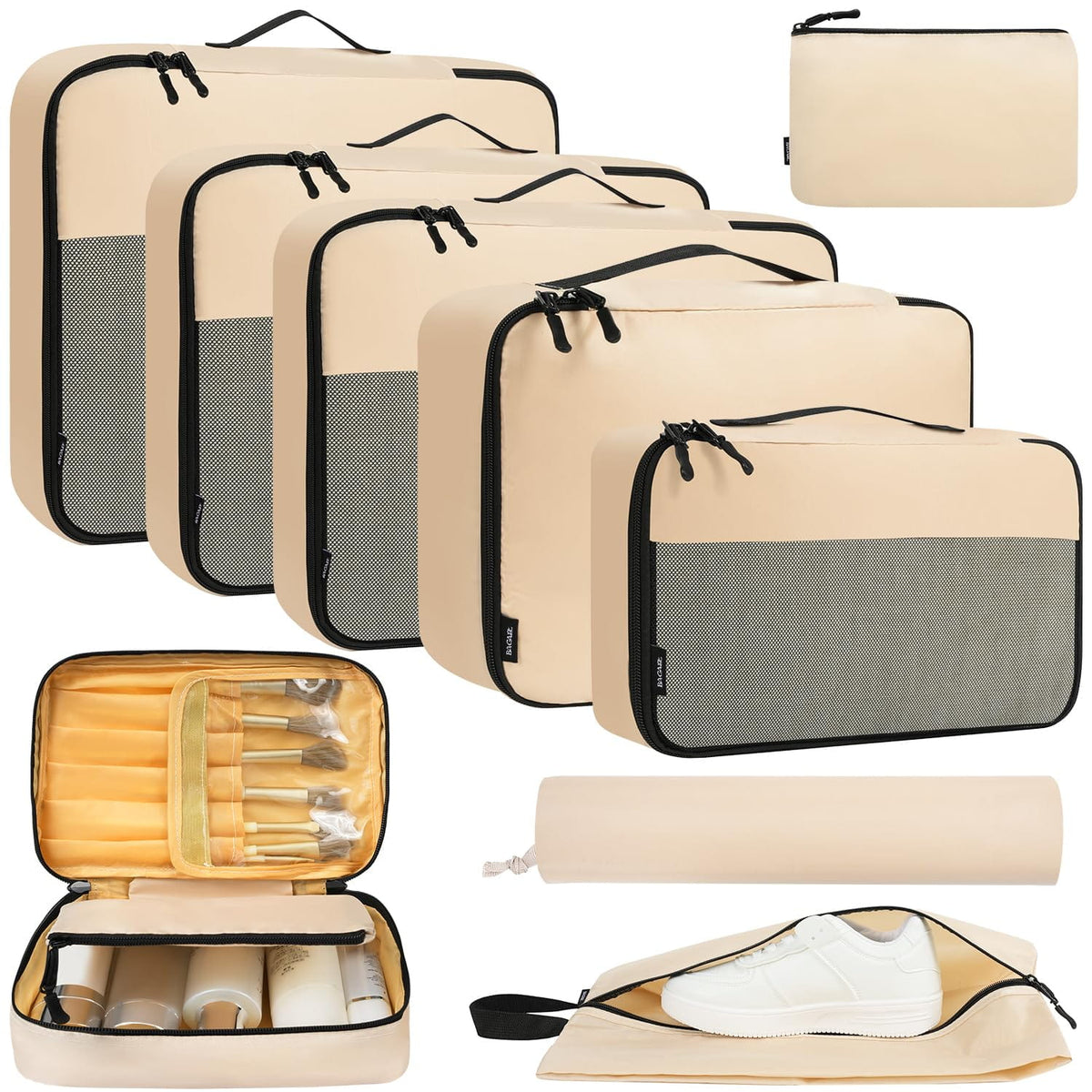 BAGAIL 8 Set/9 Set Packing Cubes Luggage Packing Organizer for Travel, Suitcase Packing Bags for Travel Accessories(Black, 8 Set) Bagail STORAGE_BAG Sunset Yellow / 9 Set