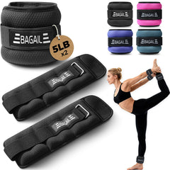 BAGAIL Ankle and Wrist Weights for Women & Men, 1 Pair 1/2/4/6/8/10 LBS Leg Weight with Sleek Design & Secure Fit, Arm Weighted Set for Walking, Running, Home Fitness & Physical Therapy Bagail Black / 10 lb Pair