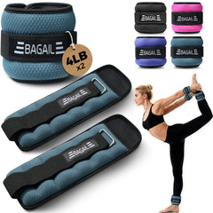 BAGAIL Ankle and Wrist Weights for Women & Men, 1 Pair 1/2/4/6/8/10 LBS Leg Weight with Sleek Design & Secure Fit, Arm Weighted Set for Walking, Running, Home Fitness & Physical Therapy Bagail Blue / 8 lb Pair