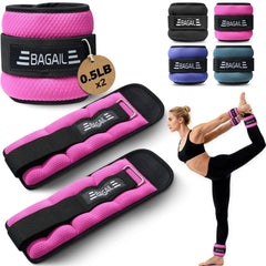 BAGAIL Ankle and Wrist Weights for Women & Men, 1 Pair 1/2/4/6/8/10 LBS Leg Weight with Sleek Design & Secure Fit, Arm Weighted Set for Walking, Running, Home Fitness & Physical Therapy Bagail Pink / 1 lb Pair