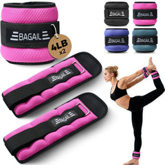 BAGAIL Ankle and Wrist Weights for Women & Men, 1 Pair 1/2/4/6/8/10 LBS Leg Weight with Sleek Design & Secure Fit, Arm Weighted Set for Walking, Running, Home Fitness & Physical Therapy Bagail Pink / 8 lb Pair