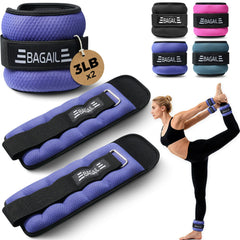 BAGAIL Ankle and Wrist Weights for Women & Men, 1 Pair 1/2/4/6/8/10 LBS Leg Weight with Sleek Design & Secure Fit, Arm Weighted Set for Walking, Running, Home Fitness & Physical Therapy Bagail Purple / 6 lb Pair
