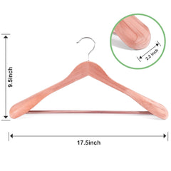 BAGAIL Cedar Wooden Hanger with Non-Slip Pant Bar, Smooth Finish Suit Hangers, Wide Shoulder and 360°Swivel Hook, Heavy Duty Coat Hangers for Jacket, Pants(6Pack, Cedar) BAGAIL CLOTHES_HANGER Cedar / 6 Pack