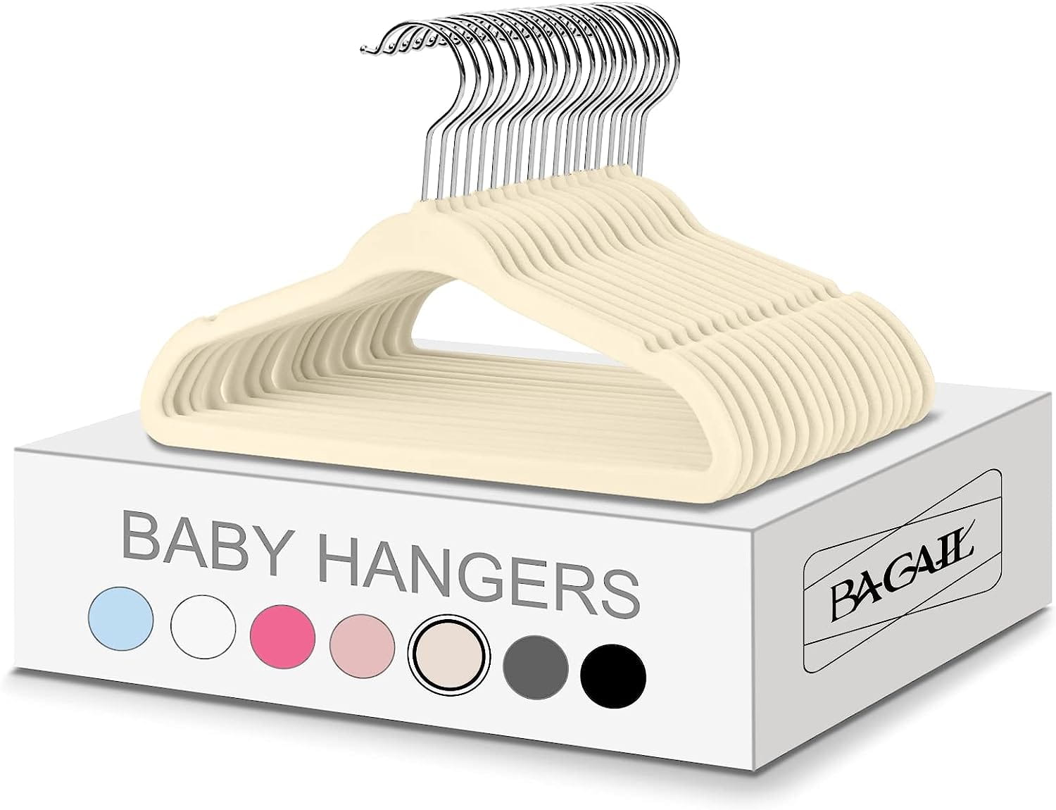 Bagail Children's Clothes Hangers Kids Non-Slip Hangers Baby Hangers  Infant/Toddler Hangers - Invory / 50pk-11in