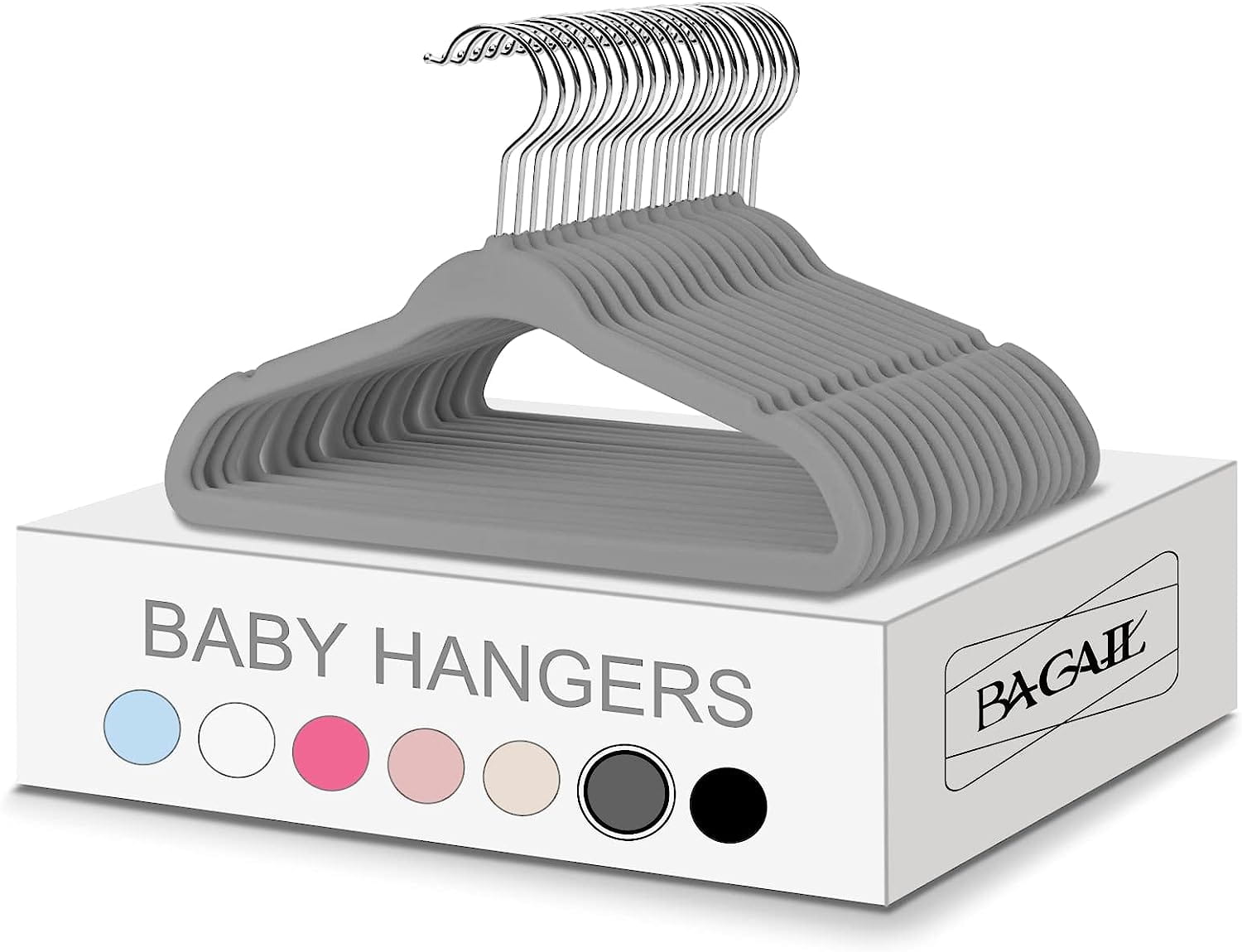 Bagail Children's Clothes Hangers Kids Non-Slip Hangers Baby Hangers  Infant/Toddler Hangers - Gray / 50pk-14in