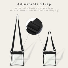 BAGAIL Clear Bag Stadium Approved Cross-Body Shoulder Messenger Bag Clear Purse with Adjustable Strap… Bagail BLACK