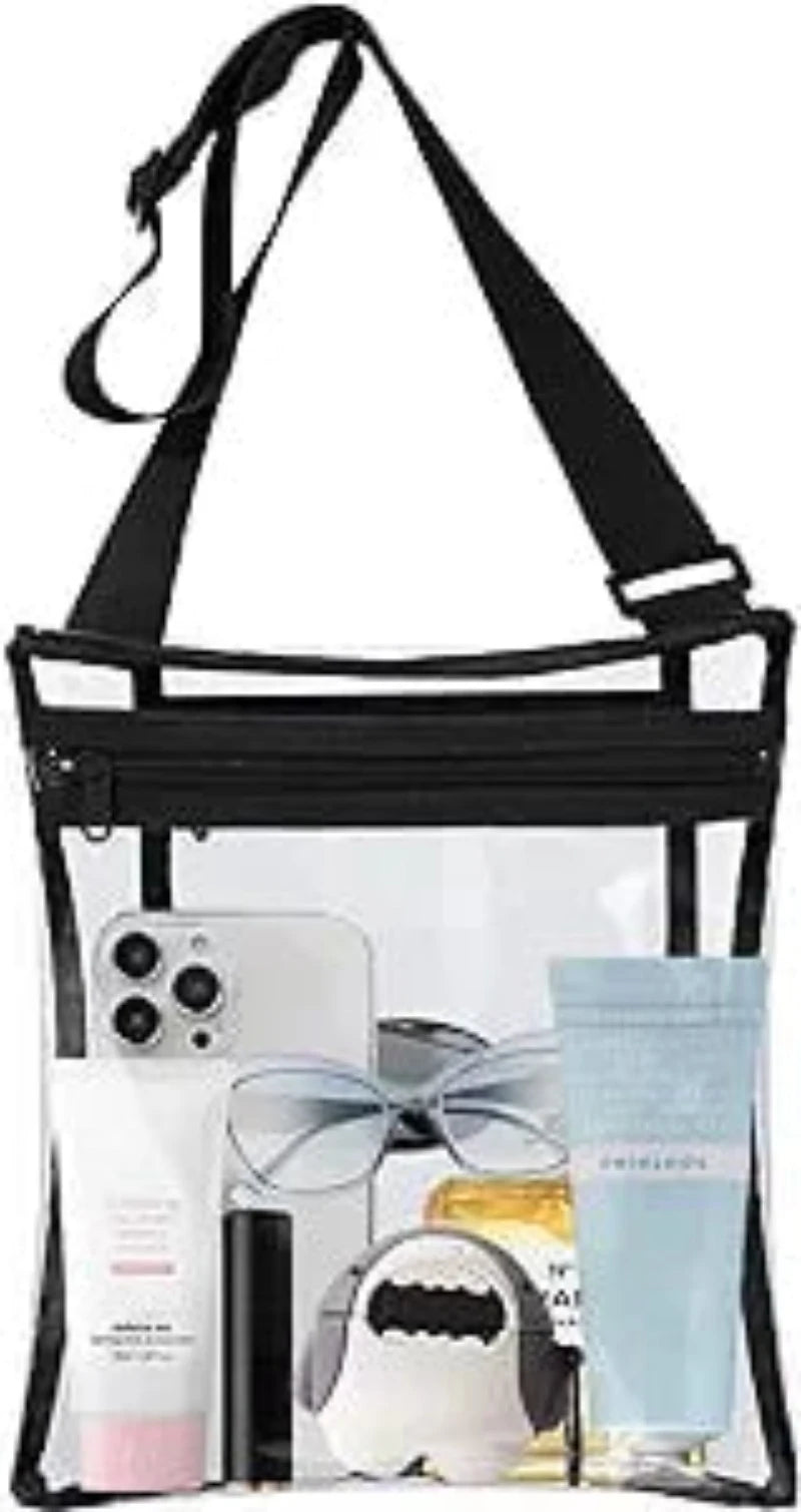 BAGAIL Clear Bag Stadium Approved Cross-Body Shoulder Messenger Bag Clear Purse with Adjustable Strap… Bagail BLACK