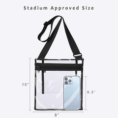 BAGAIL Clear Bag Stadium Approved Cross-Body Shoulder Messenger Bag Clear Purse with Adjustable Strap… Bagail BLACK