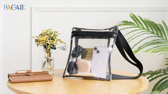 BAGAIL Clear Bag Stadium Approved Cross-Body Shoulder Messenger Bag Clear Purse with Adjustable Strap… Bagail BLACK
