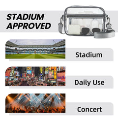 BAGAIL Clear Bag Stadium Approved Crossbody Shoulder Messenger Clear Purse with Adjustable Strap(Rectangle Black) BAGAIL CARRIER_BAG_CASE