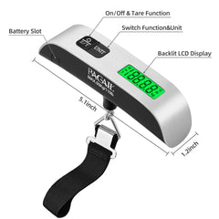 BAGAIL Digital Luggage Scale, Hanging Baggage Scale with Backlit LCD Display, Travel Weight Scale, Portable Suitcase Weighing Scale with Hook, 110 Lb Capacity, Battery Included-Silver with Temperature Bagail WEIGH_SCALE