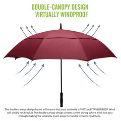 BAGAIL Golf Umbrella 68/62/58 Inch Large Oversize Double Canopy Vented Automatic Open Stick Umbrellas for Men and Women(Black,68 inch) BAGAIL UMBRELLA