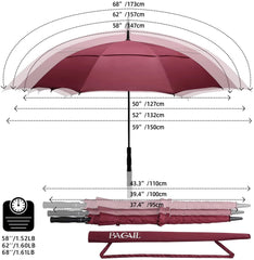 BAGAIL Golf Umbrella 68/62/58 Inch Large Oversize Double Canopy Vented Automatic Open Stick Umbrellas for Men and Women(Black,68 inch) BAGAIL UMBRELLA