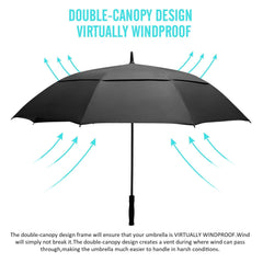 BAGAIL Golf Umbrella 68/62/58 Inch Large Oversize Double Canopy Vented Automatic Open Stick Umbrellas for Men and Women(Black,68 inch) BAGAIL UMBRELLA