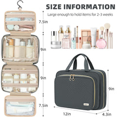 BAGAIL Hanging Toiletry Bag for Women Water-resistant Cosmetic Bag Large Capacity Travel Makeup Organizer for Full-Sized Travel Essentials(Classic+Jewelry Bag, Black) Bagail COSMETIC_CASE