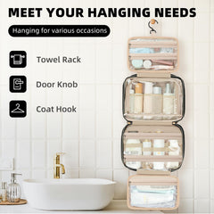 BAGAIL Hanging Toiletry Bag for Women Water-resistant Cosmetic Bag Large Capacity Travel Makeup Organizer for Full-Sized Travel Essentials(Classic+Jewelry Bag, Black) Bagail COSMETIC_CASE