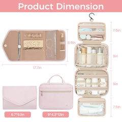 BAGAIL Hanging Toiletry Bag for Women Water-resistant Cosmetic Bag Large Capacity Travel Makeup Organizer for Full-Sized Travel Essentials(Classic+Jewelry Bag, Black) Bagail COSMETIC_CASE