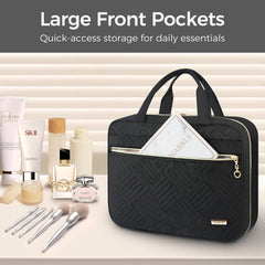 BAGAIL Hanging Toiletry Bag for Women Water-resistant Cosmetic Bag Large Capacity Travel Makeup Organizer for Full-Sized Travel Essentials(Classic+Jewelry Bag, Black) Bagail COSMETIC_CASE