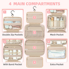 BAGAIL Hanging Toiletry Bag for Women Water-resistant Cosmetic Bag Large Capacity Travel Makeup Organizer for Full-Sized Travel Essentials(Classic+Jewelry Bag, Black) Bagail COSMETIC_CASE