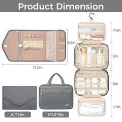 BAGAIL Hanging Toiletry Bag for Women Water-resistant Cosmetic Bag Large Capacity Travel Makeup Organizer for Full-Sized Travel Essentials(Classic+Jewelry Bag, Black) Bagail COSMETIC_CASE